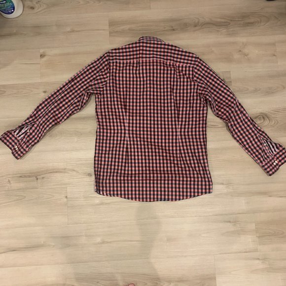 Eton Men's Dress Shirt Contemporary Size 41 & 16 Collar Black and Fusia gingham - Picture 2 of 9